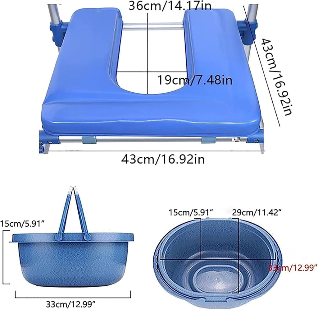 Bedside Commode,Toilet Seat with Handles Portable Aluminum Alloy Wheelchair Commode Toilet Seat Medical Transport Washable Rolling Chair with Casters