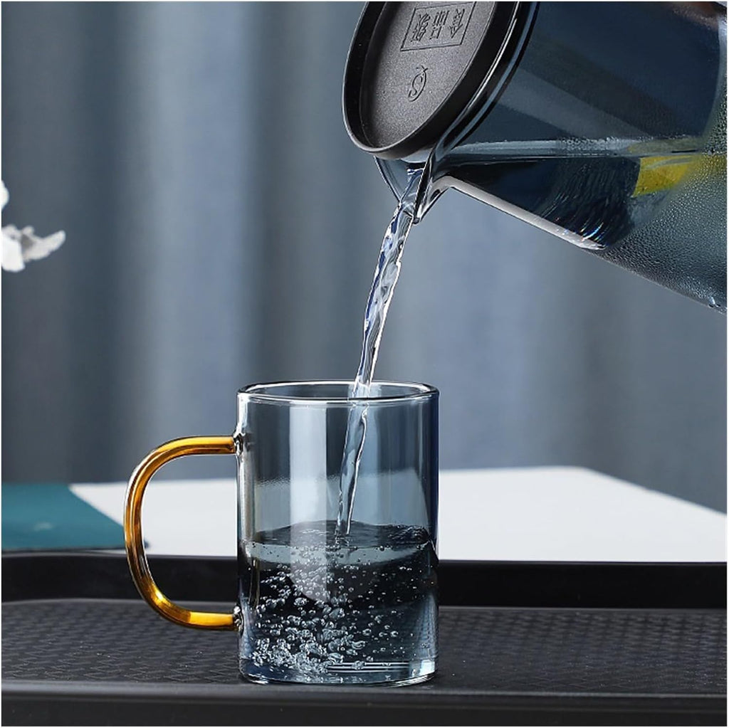 Beverage Serveware Glass cold kettle thickened creative home juice pot with lid filter high temperature resistant teapot water cup set Water Carafe