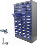 Parts Cabinet 48 Drawer Parts Drawer Storage Bolt Bins Organizer Storage Steel Tool Chest ABS/PS Material with Partitions and Labels