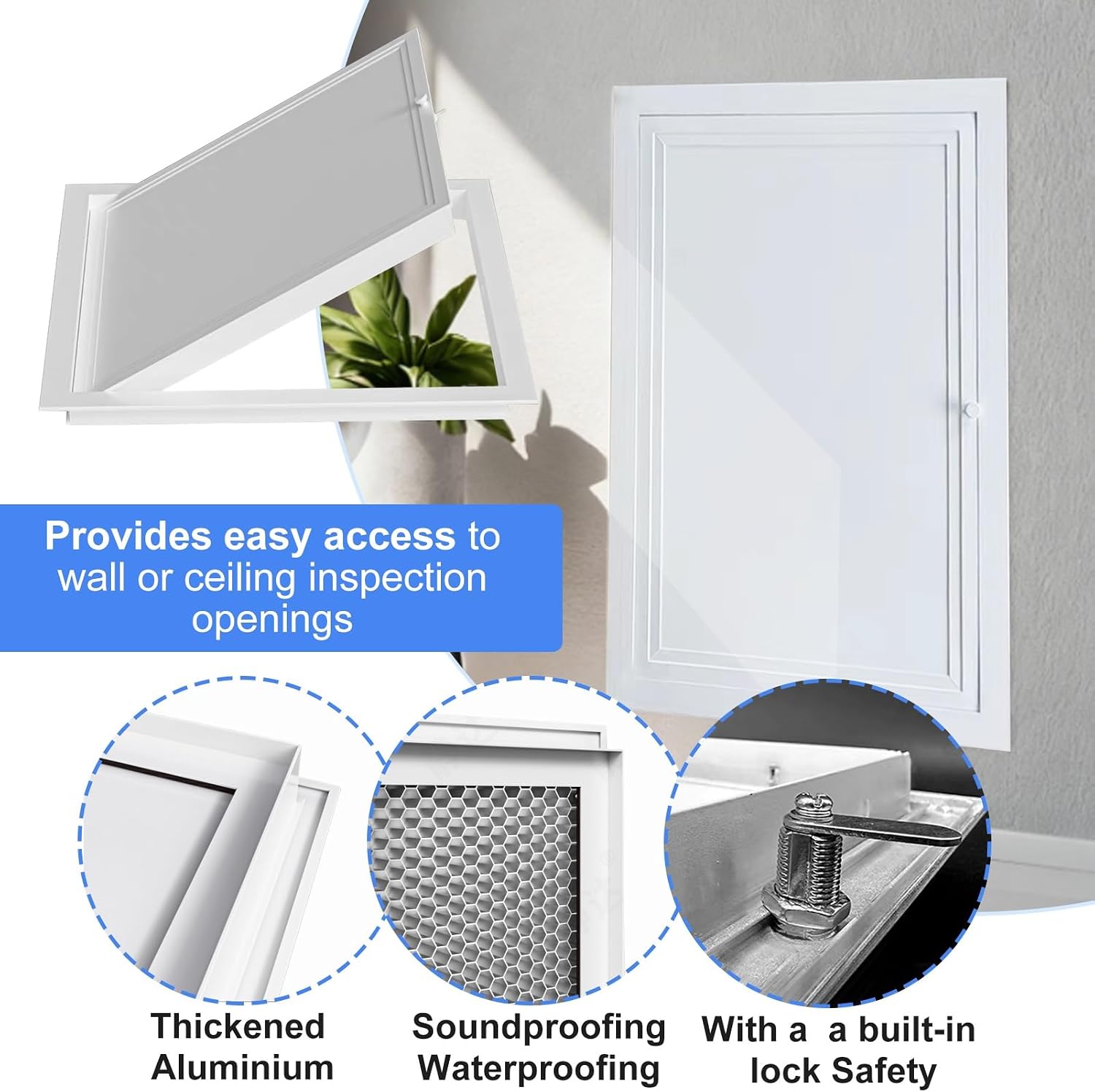Vent Systems 24×24in 36x36Inch White Aluminum Plumbing Access Panel - Plasterboard/Drywall Access Door for Crawl Space - Wall Wire Cover - Inspection Hatch(26x40in/66x102cm)