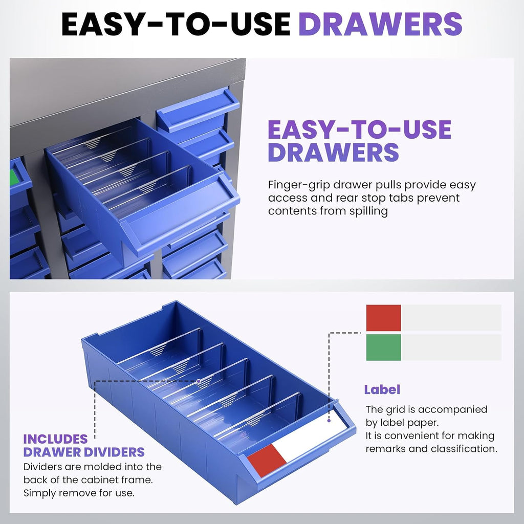 100 Drawer Workshop Parts Storage Cabinet with Drawer Organizers - Tool Box Organizer for Garage Shelving & Workspace Organization Single Drawer 7.8×3.9×2 Inches