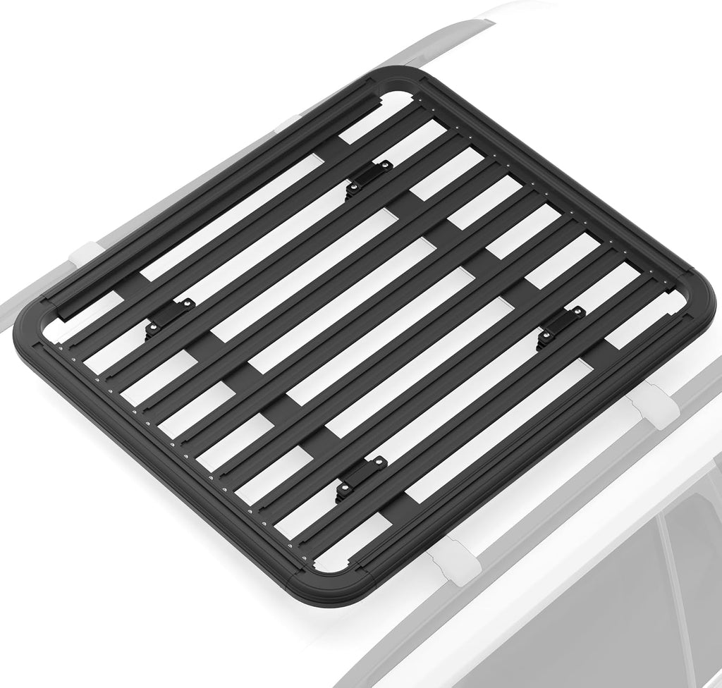 WILDROAD Aluminum Roof Platform, 55' x 47' Universal Flat Roof Rack Heavy Duty Roof Rack Platform with 10 Sets Eye Bolt Nut and T-Screws Anchoring Kit Fits for SUV, Truck