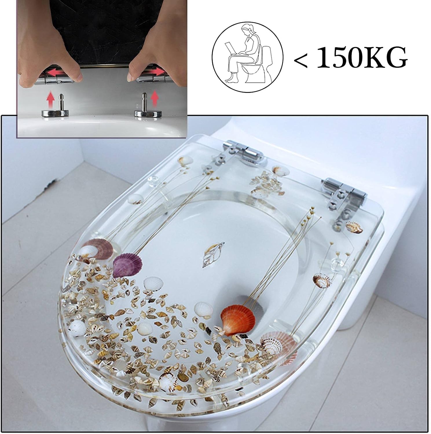 Toilet Seat Quick Release Toilet Seat, Heavy-Duty Soft Close Toilet Lid Oval Shape, Environmentally Friendly Resin Toilet Seat Adjustable Hinges