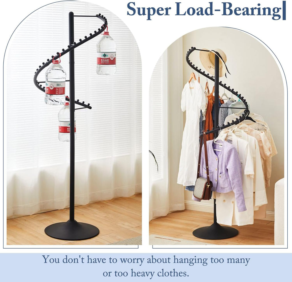 71 Inch Spiral Clothing Rack, Retail Metal Garment Rack, Modern Freestanding Coat Rack, Clothes Display Rack for Bedrooms, Living Rooms, Stores