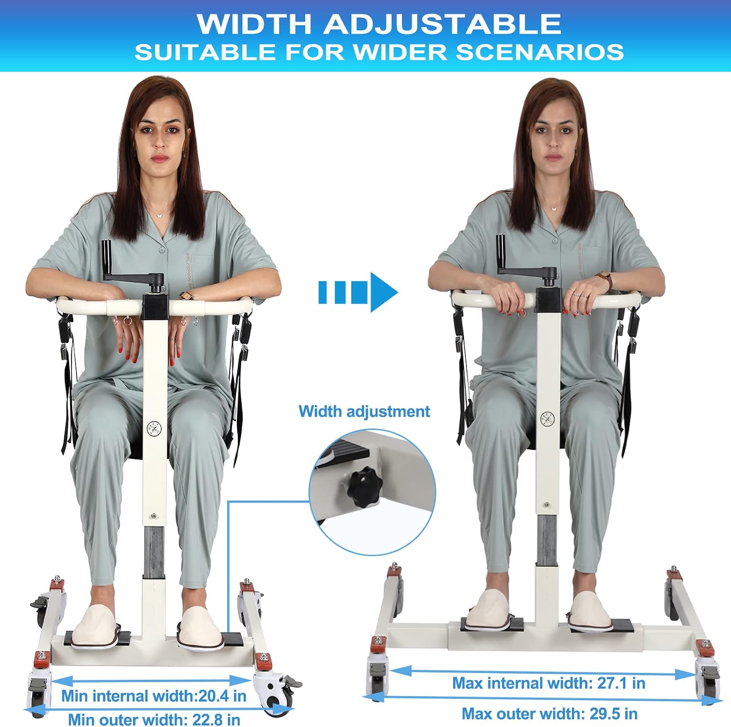 Patient Lift Wheelchair for Home, Portable Patient Lift Transfer Chair, Shower Chair with Wheels Portable Toilets Seat Transfer Aid, Lift Wheelchair for Home (Basic Backrest)