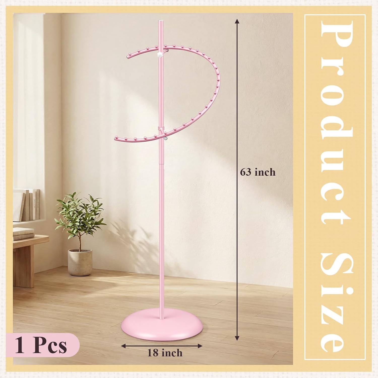 Sintuff Pink Spiral Clothing Rack, 29-ball Garment Display Rack for Retail Stores, Heavy Duty Freestanding Boutique Clothing Stand, Space Saving 63' h x 18'