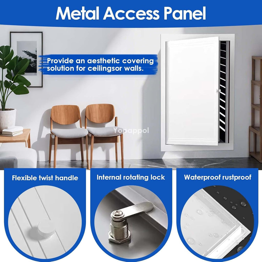White Metal Access Panel for Drywall and Ceiling, Paintable Inspection Door Flush Plumbing, Electricity, Heating Hatch, Bathroom Services Hole Cover(30x20in/76x51cm)