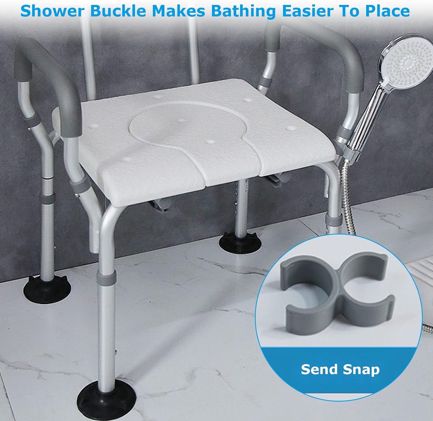 Bedside Commode Chair, Heavy-Duty Raised Toilet Seat with Flip-up Handles and 6-Gears Height Adjustable, Portable Bathroom Potty Chair for Adults