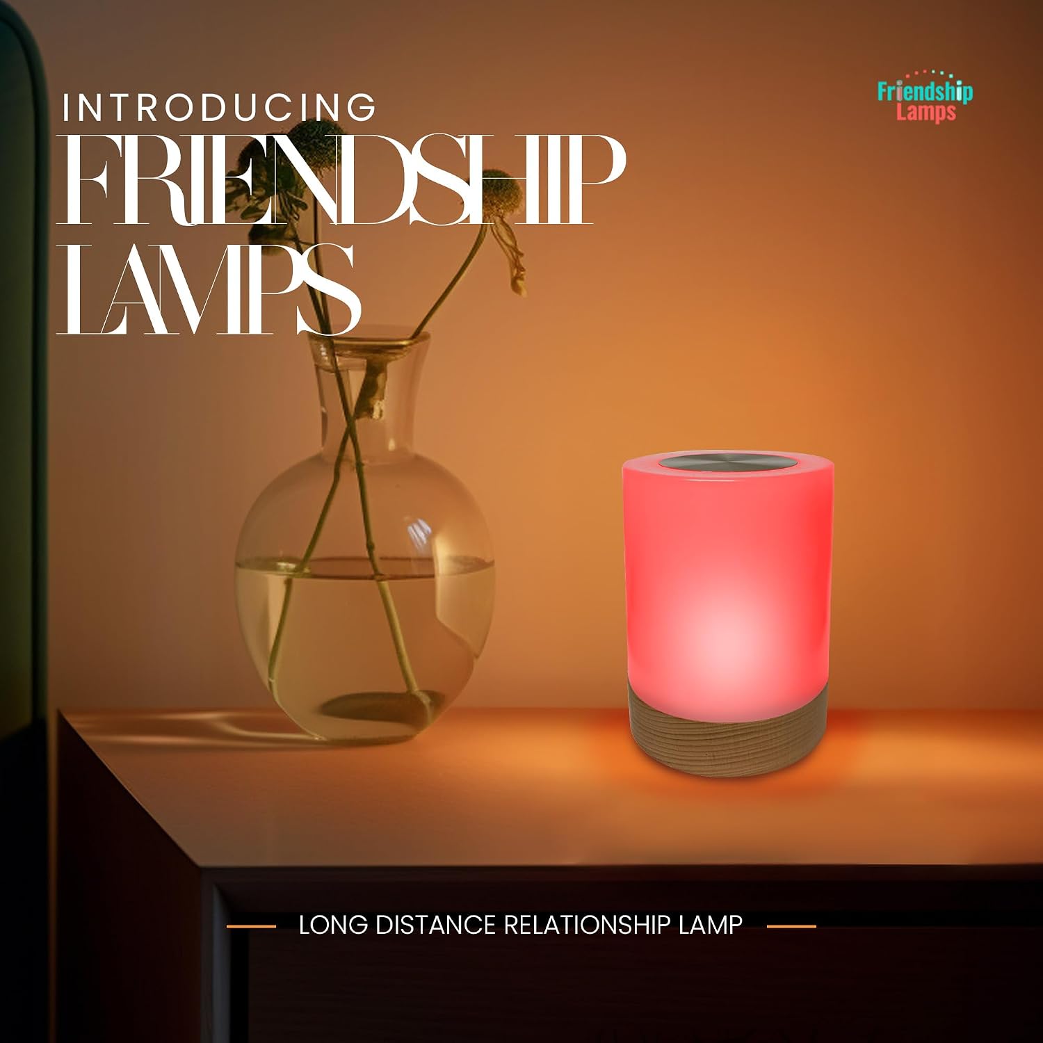 Friendship Lamp Lumi by Filimin - Best Friend WiFi Touch Lamp Real Beech Wood LED Light for Long-Distance Connection, Relationship, Friendship, Gifts, Couples, App Setup, No Subscription - Set of 3