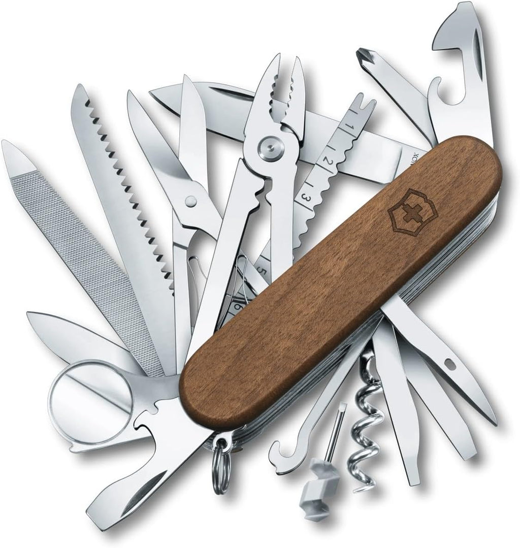 Victorinox Swiss Champ Wood, Swiss Army, Multi-functional Pocket Knife 33 Functions, Swiss Multi-Tool,