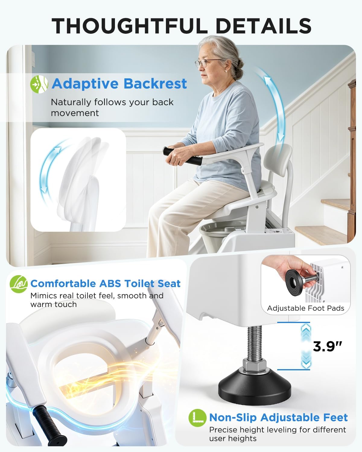 Motorized Toilet Seat Lift - 440lb Heavy Duty Electric Toilet Seat Risers for Seniors, Bedside Commode & Stand Assist, Cordless Dual Motor Toilet Lifts, Flip-up Arms for Easy Transfer