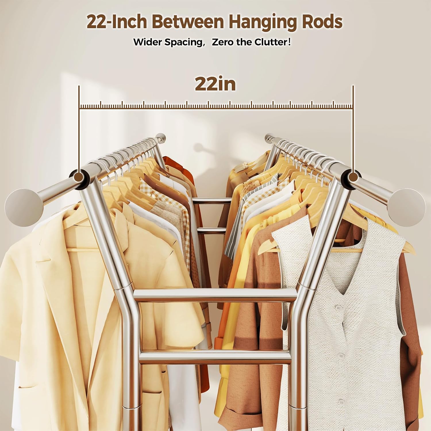 HYSEYY Heavy Duty Clothes Rack, Rolling Clothing Rack for Hanging Clothes with Shelves Load 700LBS,Portable Garment Wardrobe Closet Rack with Wheels for Bedroom,Laundry Room,Retail Store,Silver