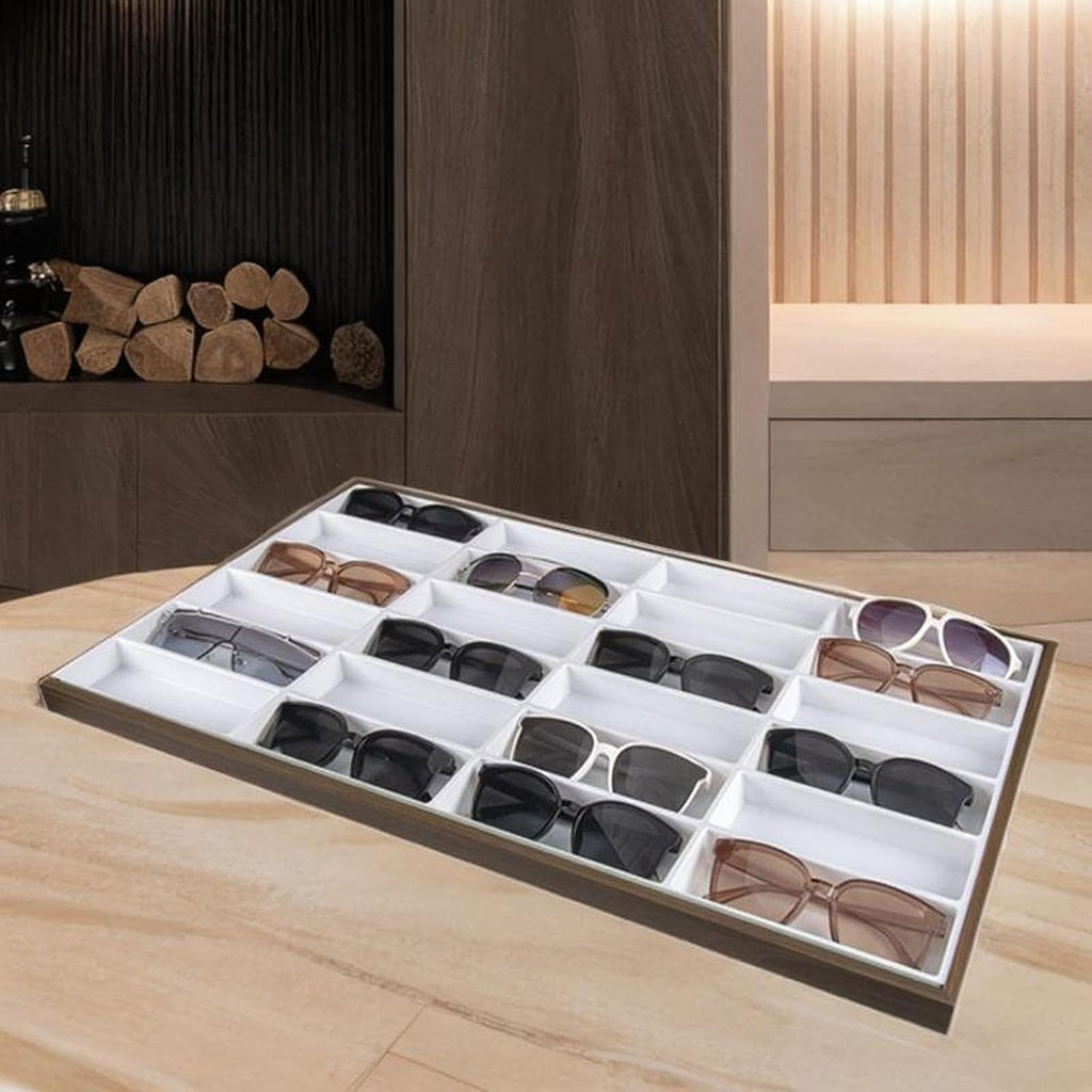 harayaa Glasses Display Tray Eyewear Storage Case Large Capacity Portable Stackable Eyeglasses Organizer Box Jewelry Holder for Ring