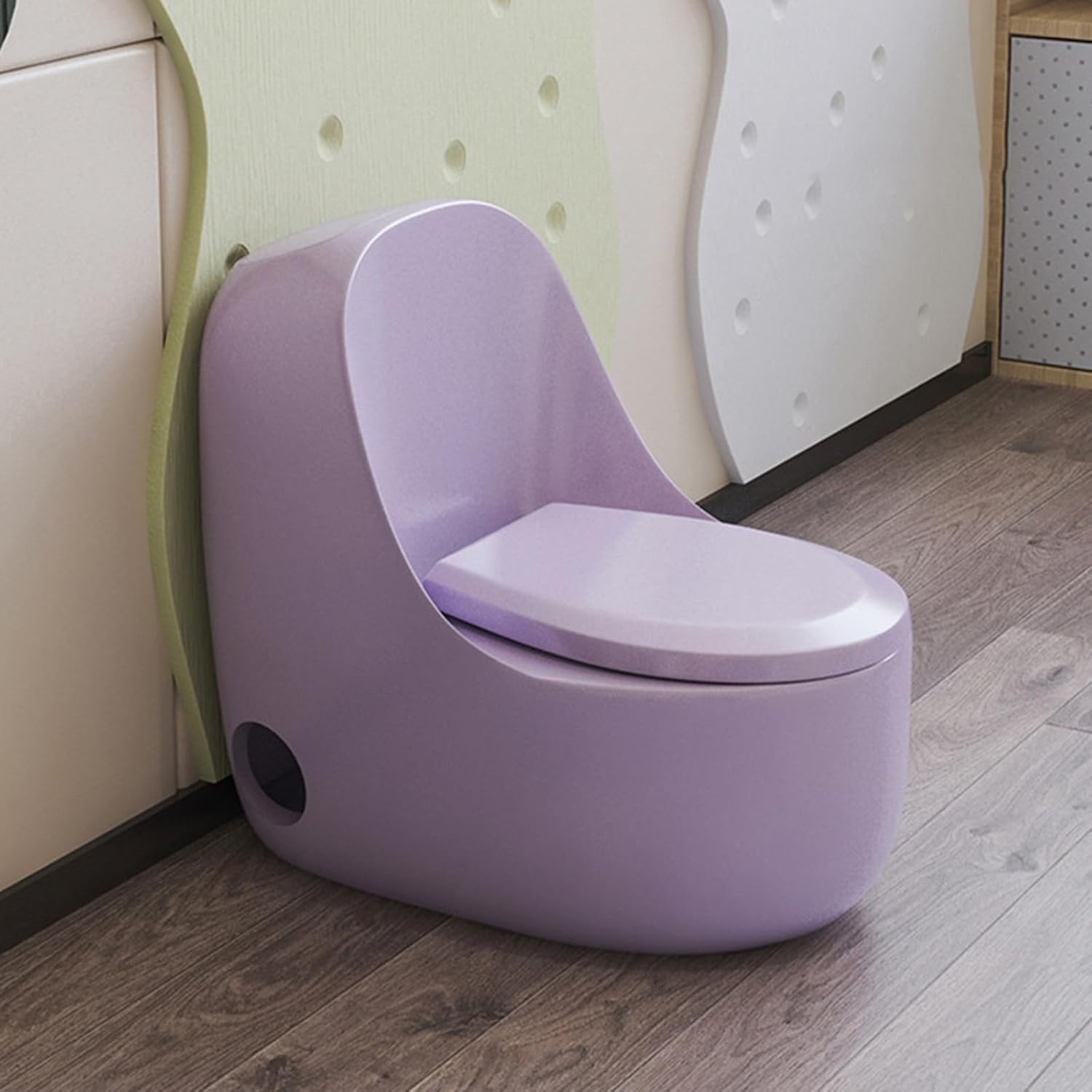 Ceramic Toddler Toilet 7.5' Height Potty Training Commode Bathroom Baby Kids Toilet with Round Quiet Seat & 1.6 GPF Powerful Flush for Daycares Playgrounds Home