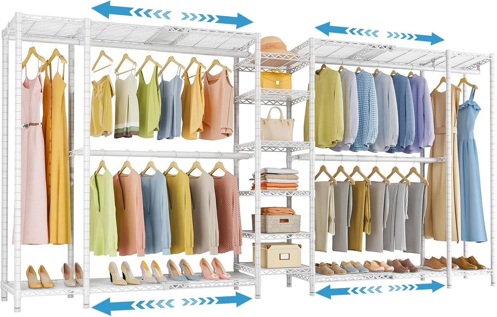 VIPEK X5 Extra Large Expandable Clothes Rack Adjustable from 7'8' to 10'5', Reach-in Closet Metal Clothing Racks Walk-in Freestanding Wardrobe Portable Closets, White