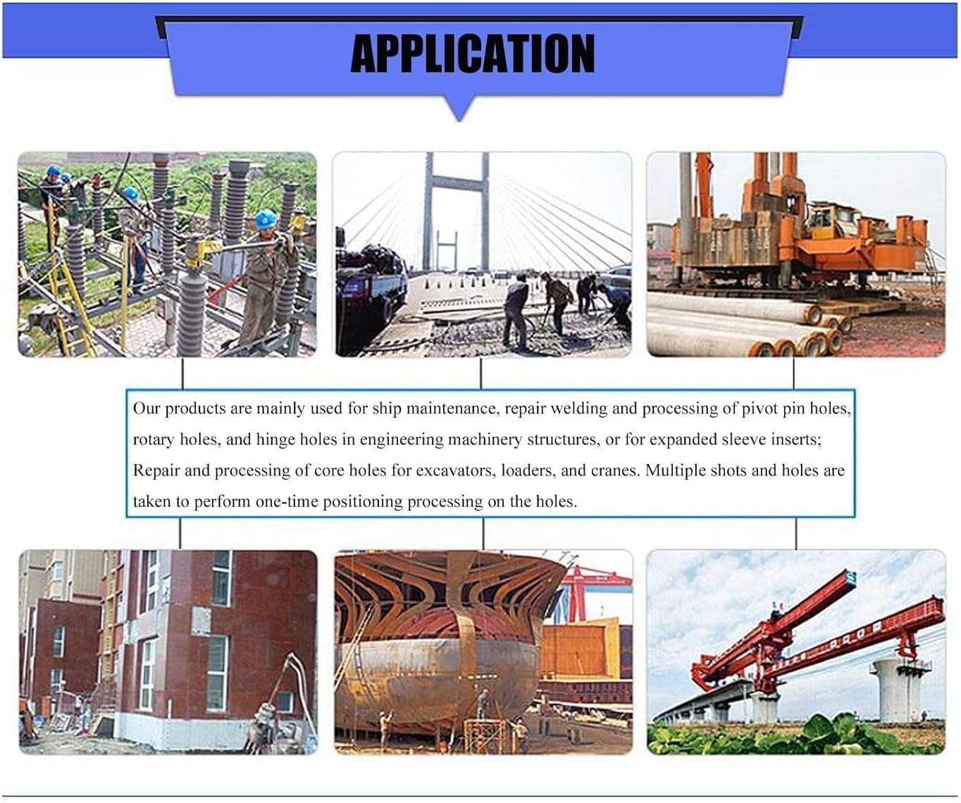 Portable Line Boring Machine with Handle Control, 5.24ft Boring Bar Connecting Rod Hole Drilling Tool Features End Face Repair, 1.38-3.15in Hole Diameter for Excavators Construction Machinery