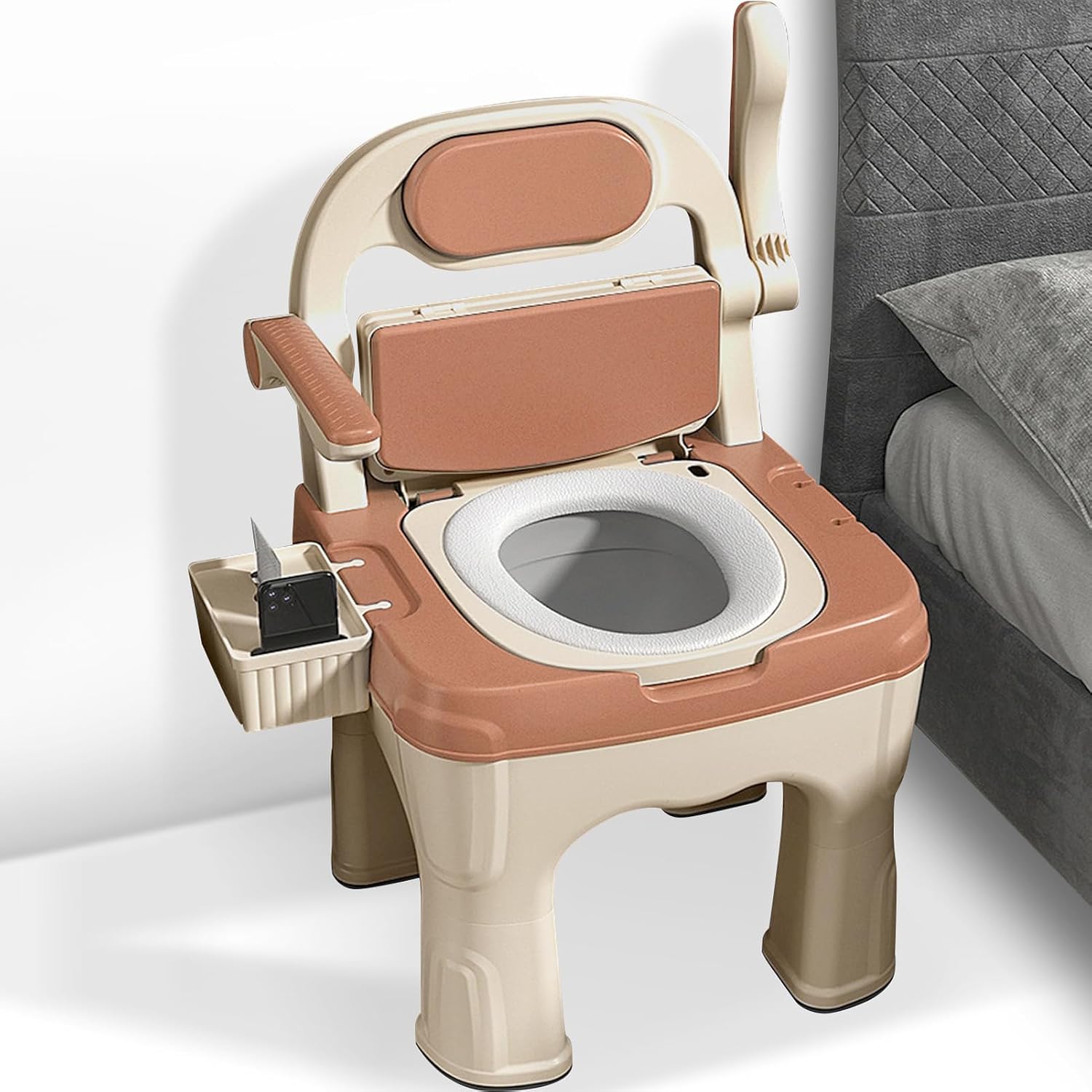 Adjustable Bedside Commode Chair for Seniors and Disabilities Ultra Wide Seat Up to 660 Lbs Capacity Height Adjustable Toilet Chair for Elderly and Disabled Blue Upgrade