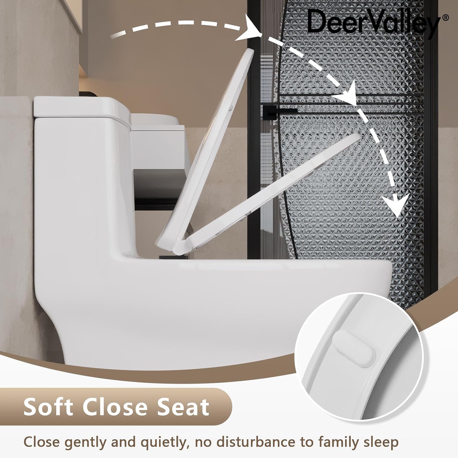 DeerValley Elongated One Piece Toilet, Dual Flush 0.8/1.28 GPF Toilet with Comfortable Seat Height, Powerful & Quiet Modern Standard Toilet for Bathroom, 10' Rough-In