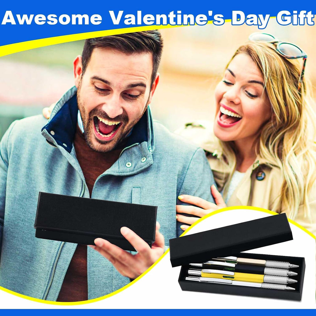Zhanmai 300 Pcs Gift for Men Multitool Pen 6 in 1, Screwdriver Tool Multi Functional Pen for Dad Husband Grandpa Birthday Gift Level Ballpoint Stylus (Gold, Black, Silver, Yellow)