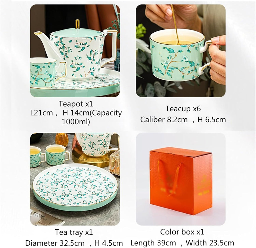 Beverage Serveware 8-piece living room hospitality cup set, tea set, kettle, stylish teapot, ceramic coffee set with cup Water Carafe