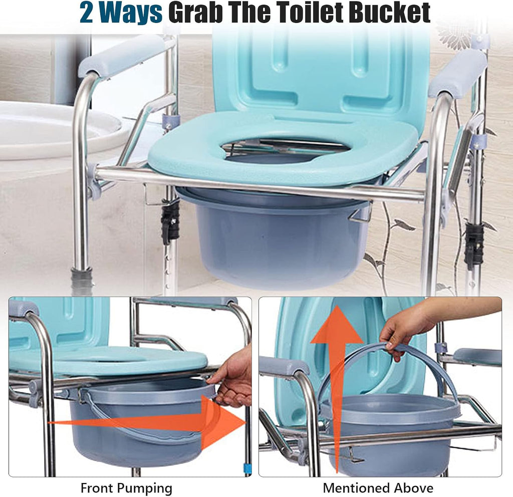 Stand Alone Raised Toilet Seat 330lbs - Heavy Duty Medical Homecare Commode Chair, Height Adjustable Legs, Bathroom Assist Frame for Elderly, Handicap, Disabled