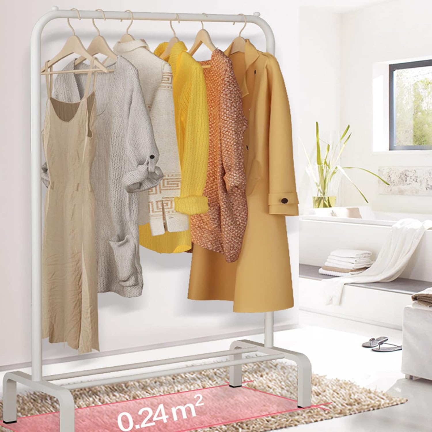 Rolling Garment Rack with Wheels, Towel Drying Rack Outdoor, Heavy Duty Metal Clothing Racks, Entryway Organizer Storage Shoes Bags Clothes Shelves