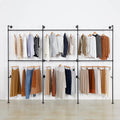 Modern Simple Industrial Pipe Clothing Rack, Display Stand Wall Mounted Clothes Garment Rack Heavy Duty Hanging Clothes Rods Bar for Closet Storage, 134in Black