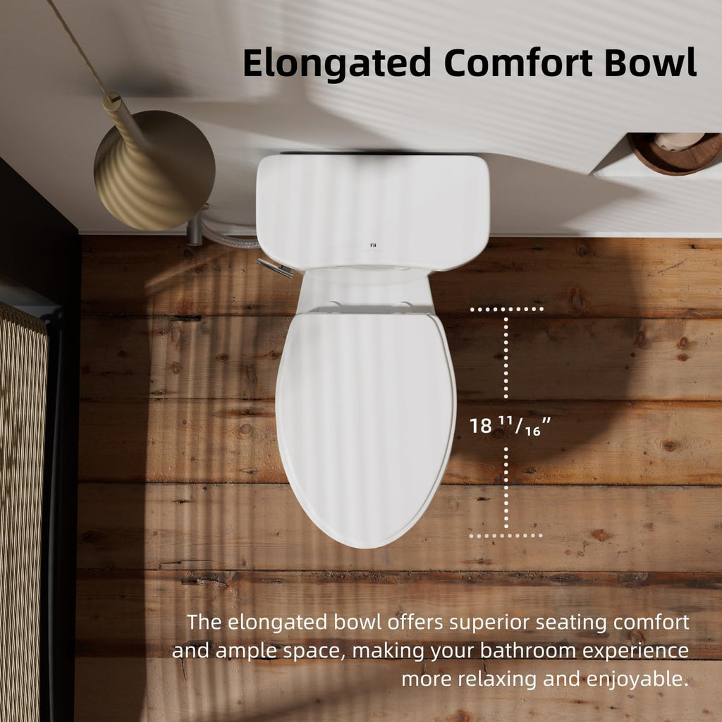 17 Inch Two Piece Toilet, Los Flexi 17.9' Tall Toilets for Bathrooms, Elongated Bowl & ADA Comfort Chair Height Toilet, Soft-Closing Seat, 1.28 GPF Siphon Flush, High-Efficiency, 12' Rough-In