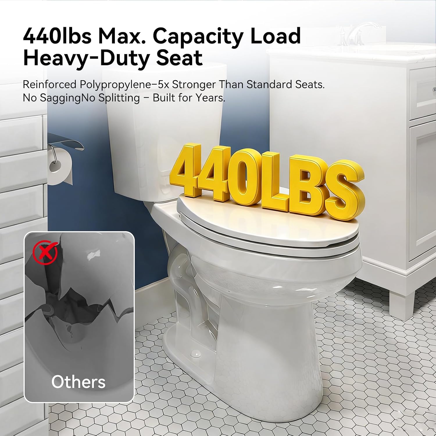 HOROW 17 Inch High Elongated Toilet with ADA Chair Height, Two Piece Toilet with Powerful 1.28 GPF Single Flush, MAP 1000g, Extra Tall Bowl Suitable for Tall Person & Seniors