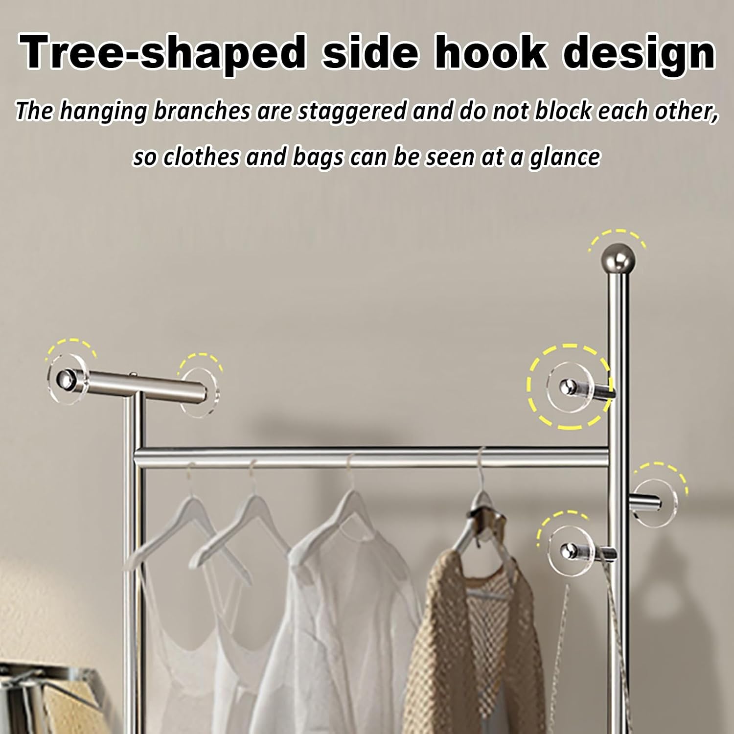 Rolling Garment Rack With Wheels, Clothing Racks, Heavy Duty Clothes Rack With Storage Basket, Portable Clothes Organizer, For Bedroom Entry Hall(98cm/38.6in)