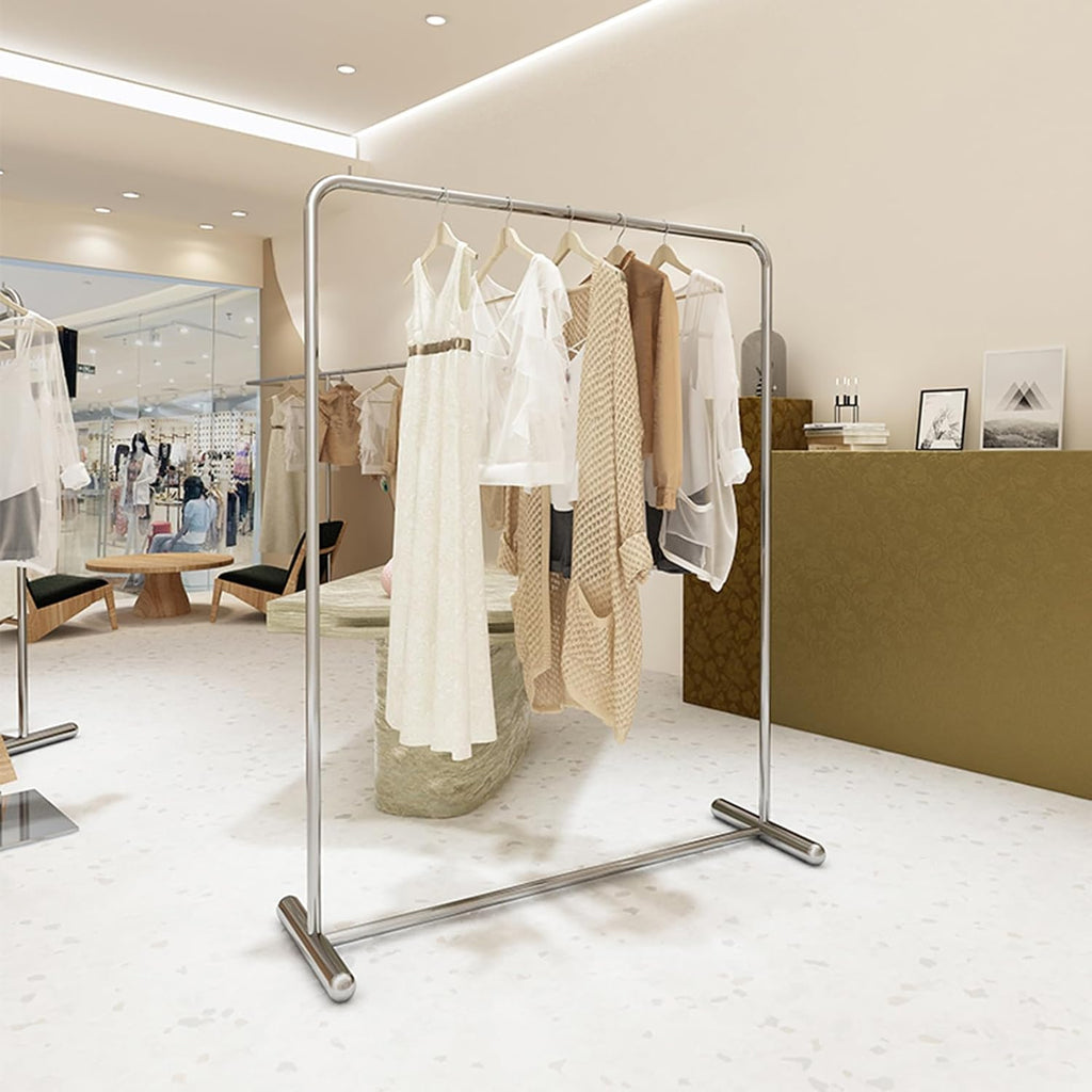 Garment Rack Heavy Duty Clothing Rack For Hanging Clothes, Silver Stainless Steel Clothes Rail, Load Capacity 280 Lbs, Bedroom Laundry Room Coat Rack, Freestanding Retail Display R(Size:100X40X150CM)
