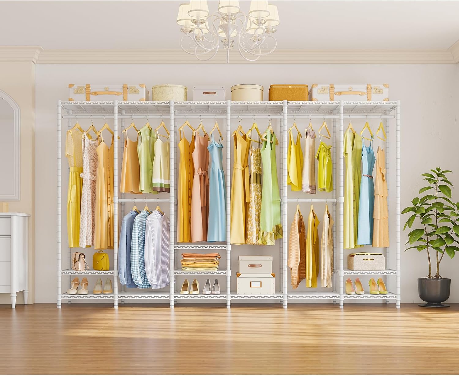 VIPEK V60 Extra Large Clothing Rack Portable Closet Freestanding Wardrobe Heavy Duty, Metal, for Hanging Clothes, Bedroom Storage Organizer, Max Load 1620lbs, White