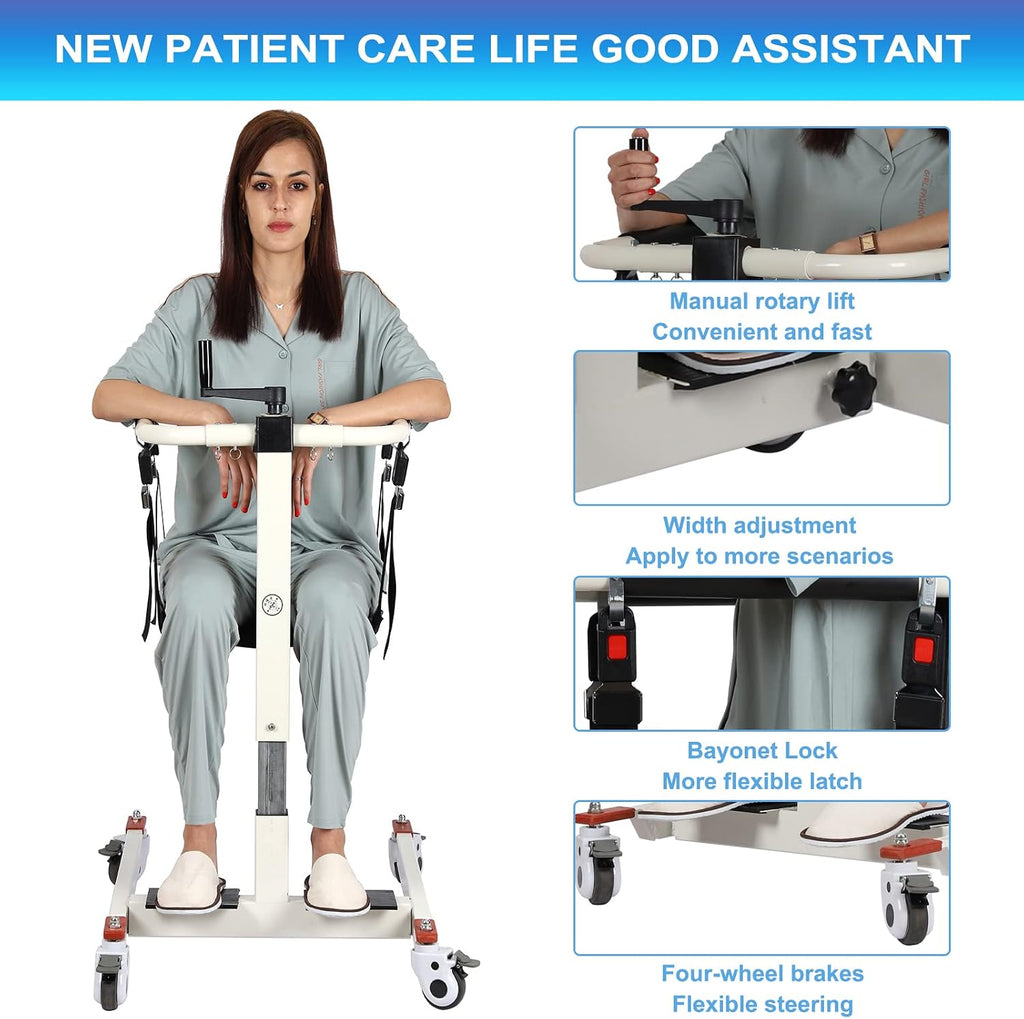 Patient Lift Wheelchair for Home, Portable Patient Lift Transfer Chair, Shower Chair with Wheels Portable Toilets Seat Transfer Aid, Lift Wheelchair for Home (Basic Backrest)