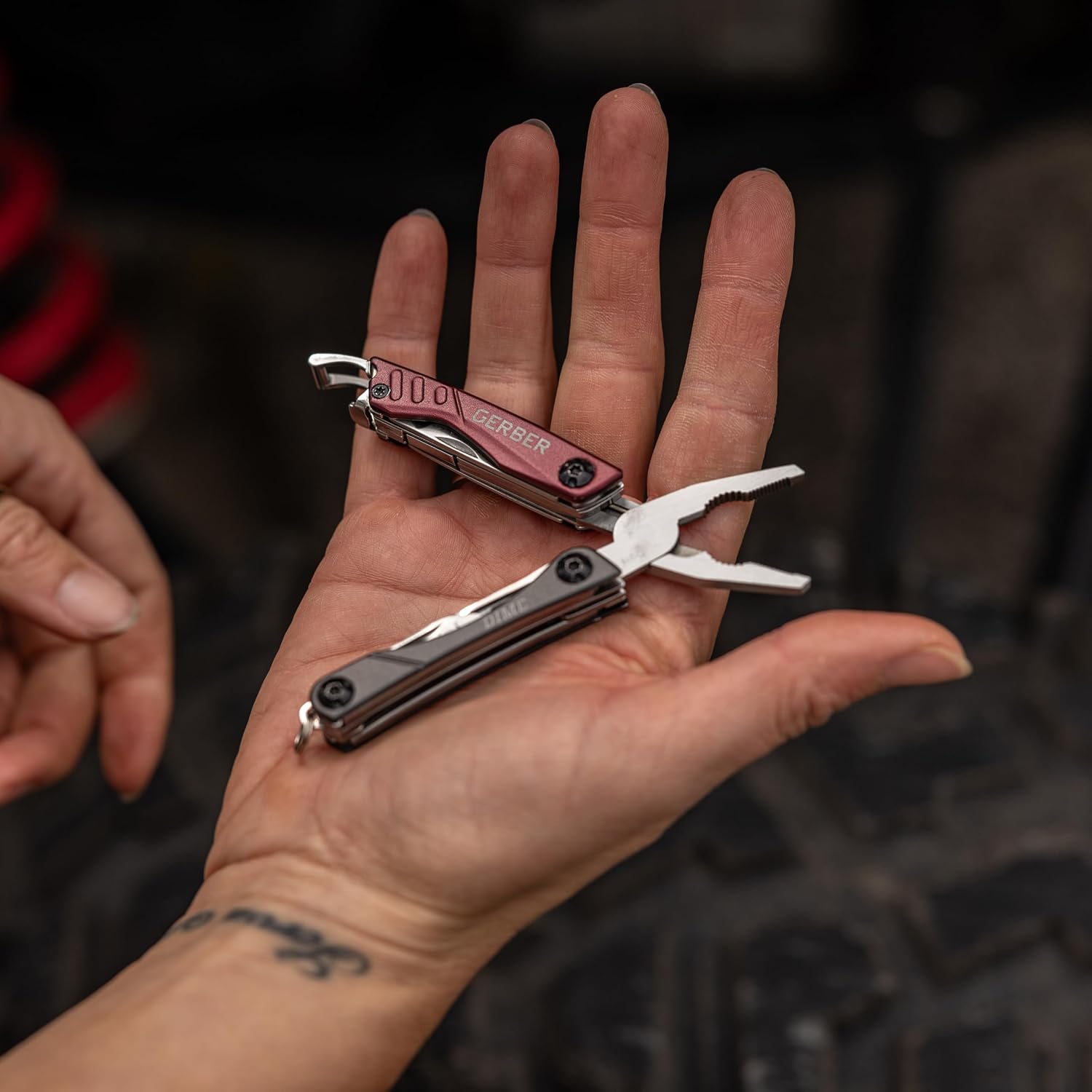 Gerber Gear Dime 12-in-1 Mini EDC Multitool - Needle Nose Pliers, Pocket Knife, Keychain, Bottle Opener - EDC Gear and Equipment, Gifts for Men - Red (Pack of 12)