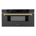 ZLINE Autograph Edition 30' 1.2 cu. ft. Built-in Microwave Drawer in Black Stainless Steel and Champagne Bronze Accents