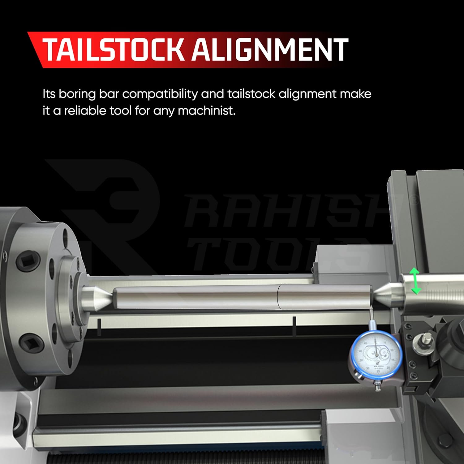 5MT Parallel Lathe Alignment Test Bar with High Precision Bar Alloy Steel EN31 Mandrel - Tailstock Re-Alignment Tool with 1 Micron Accuracy & Morse Taper with Max Run-Out of 0.0001'