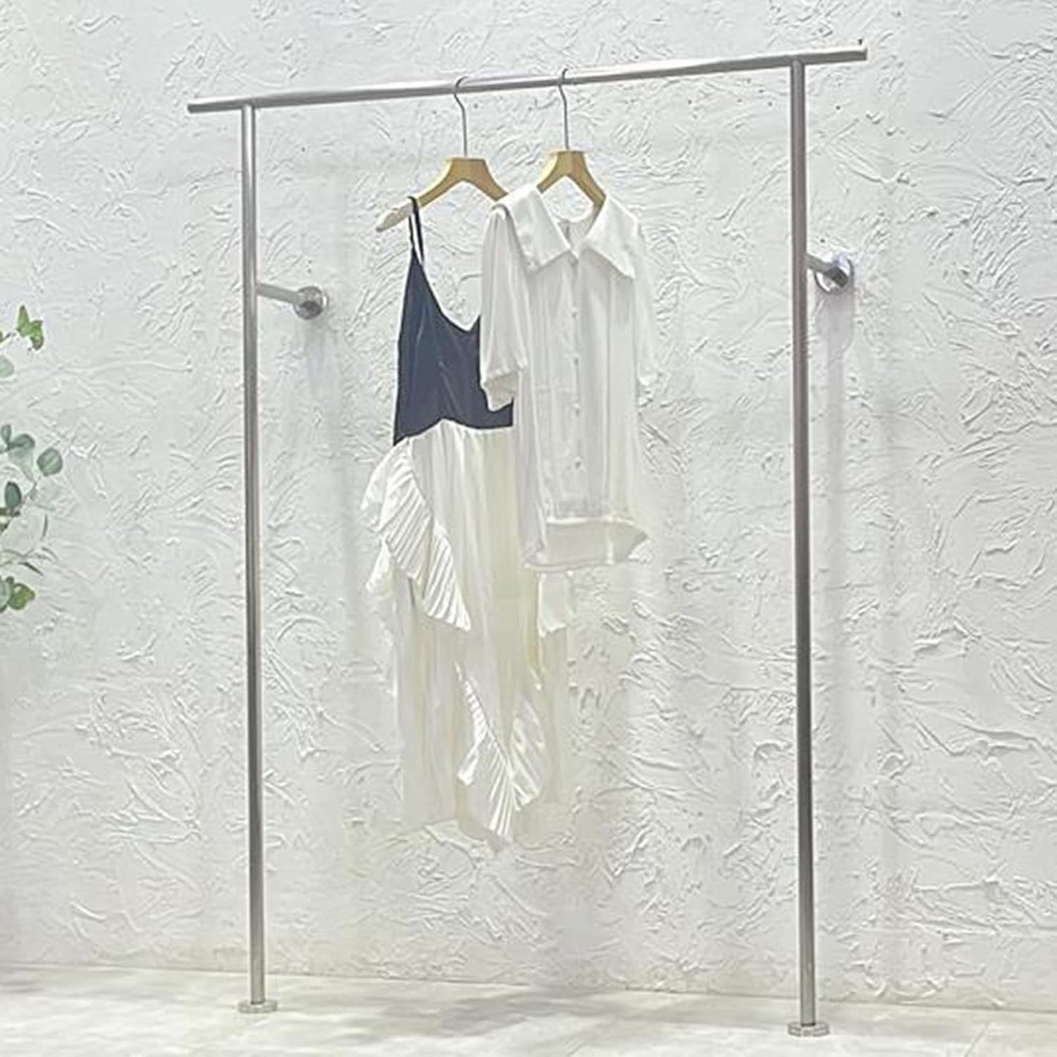 Clothing Store Display Stand Garment Rack, Commercial Clothes Shelves Retail Silver Coat Racks, Heavy Duty Hanging Rod Hangers Industrial Pipe Closet Organizer, Creative（100CM×160CM）