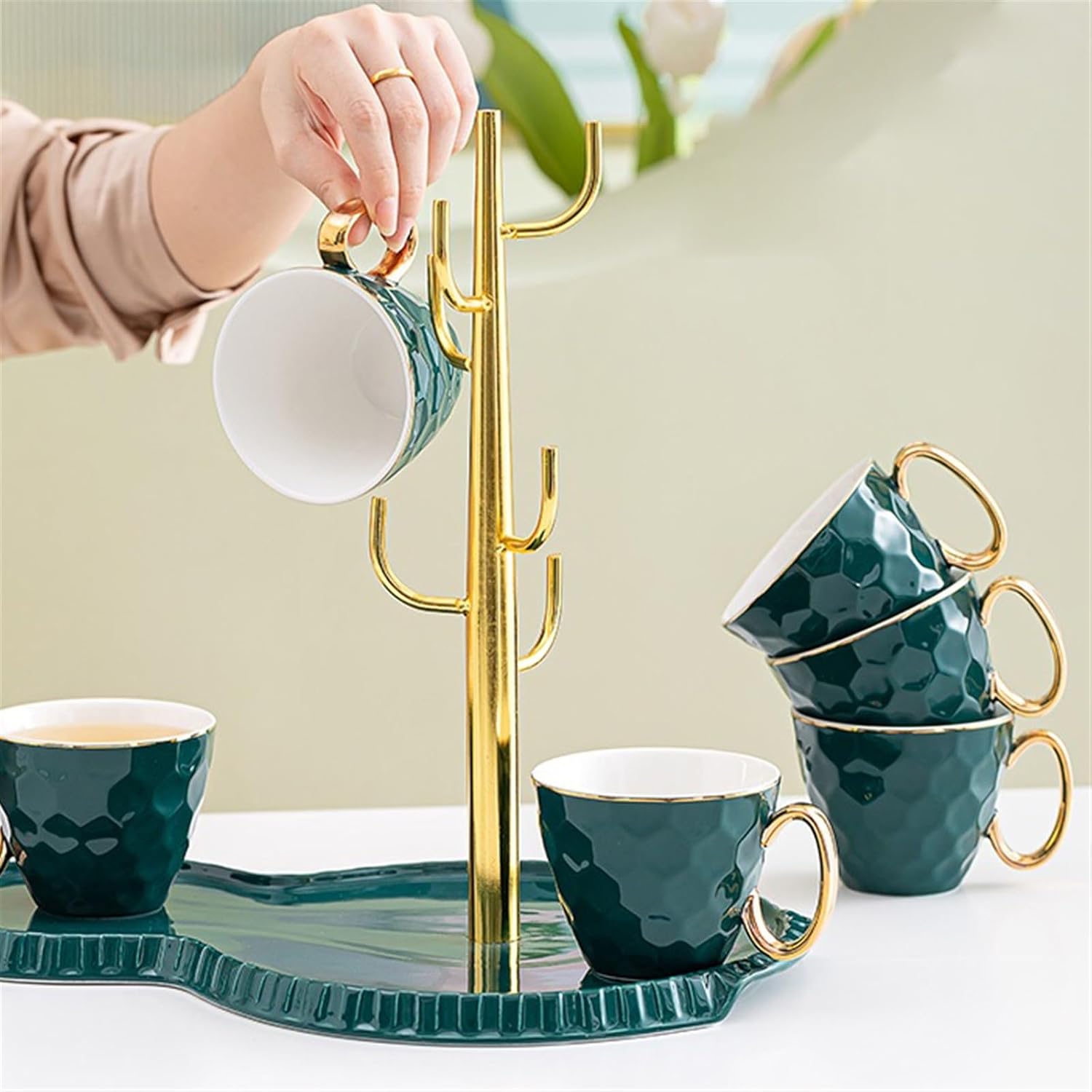 Beverage Serveware Modern teacup kettle cup set household ceramic drinking cup family living room hospitality Water Carafe(White)