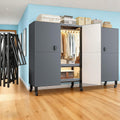 Foldable Portable Armoire Wardrobe Closet for Hanging Clothes Rack, Heavy Duty Covered Clothes Rack with Cover(HARDBOARD Magnetic), Closet Garment Rack for Bedroom Storage (KT Grey, 74.8in)