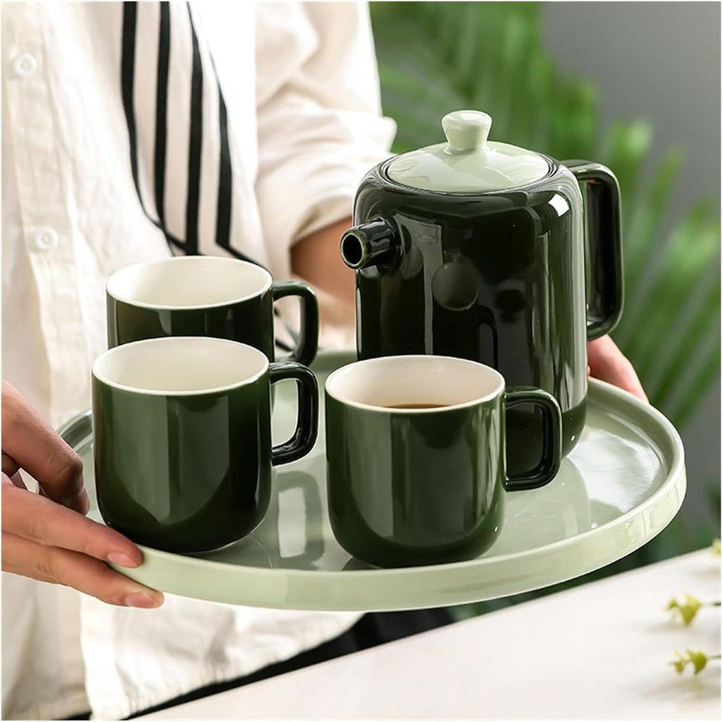Beverage Serveware Water Cup Tea Set Household Creative Set Cup Ceramic Water Set Tea Cup Living Room Family Cup Water Carafe(Pink)