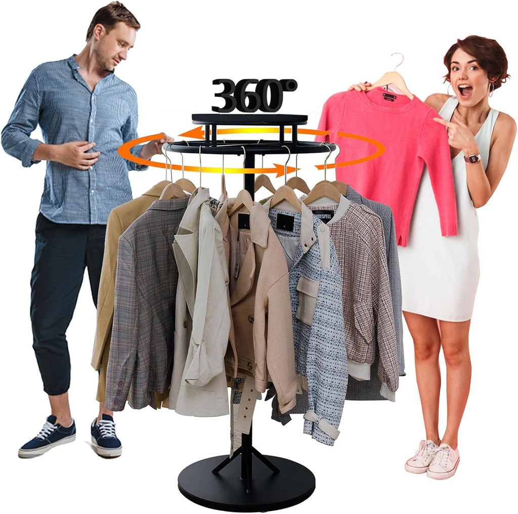 Round Garment Rack, Floor Standing Rotatable Clothing Rack, Clothes Retail Display Stand, for Bedroom Boutique Commercial Shop Laundry Room