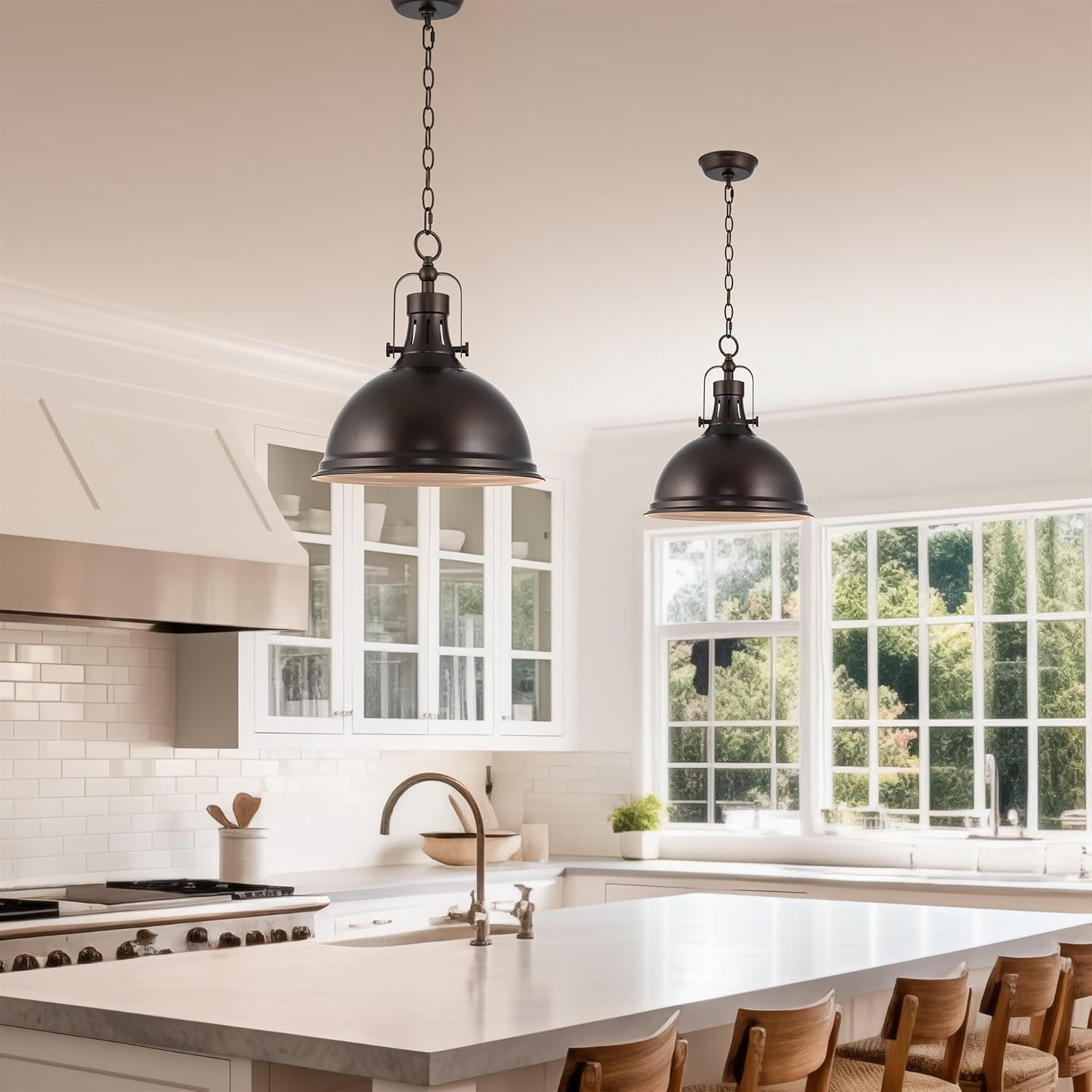 Kira Home Belle 14' Modern Industrial Pendant Light, Adjustable Hanging Height, Oil Rubbed Bronze Finish