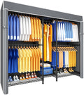 Ulif E12C Pro Heavy Duty Closet Organizer System，Freestanding Clothing Racks for Hanging Clothes，Adjustable Garment Rack 71'W x 16'D x 76.5'H Hold 960lbs，Black Clothing Rack with Grey Dustproof Cover