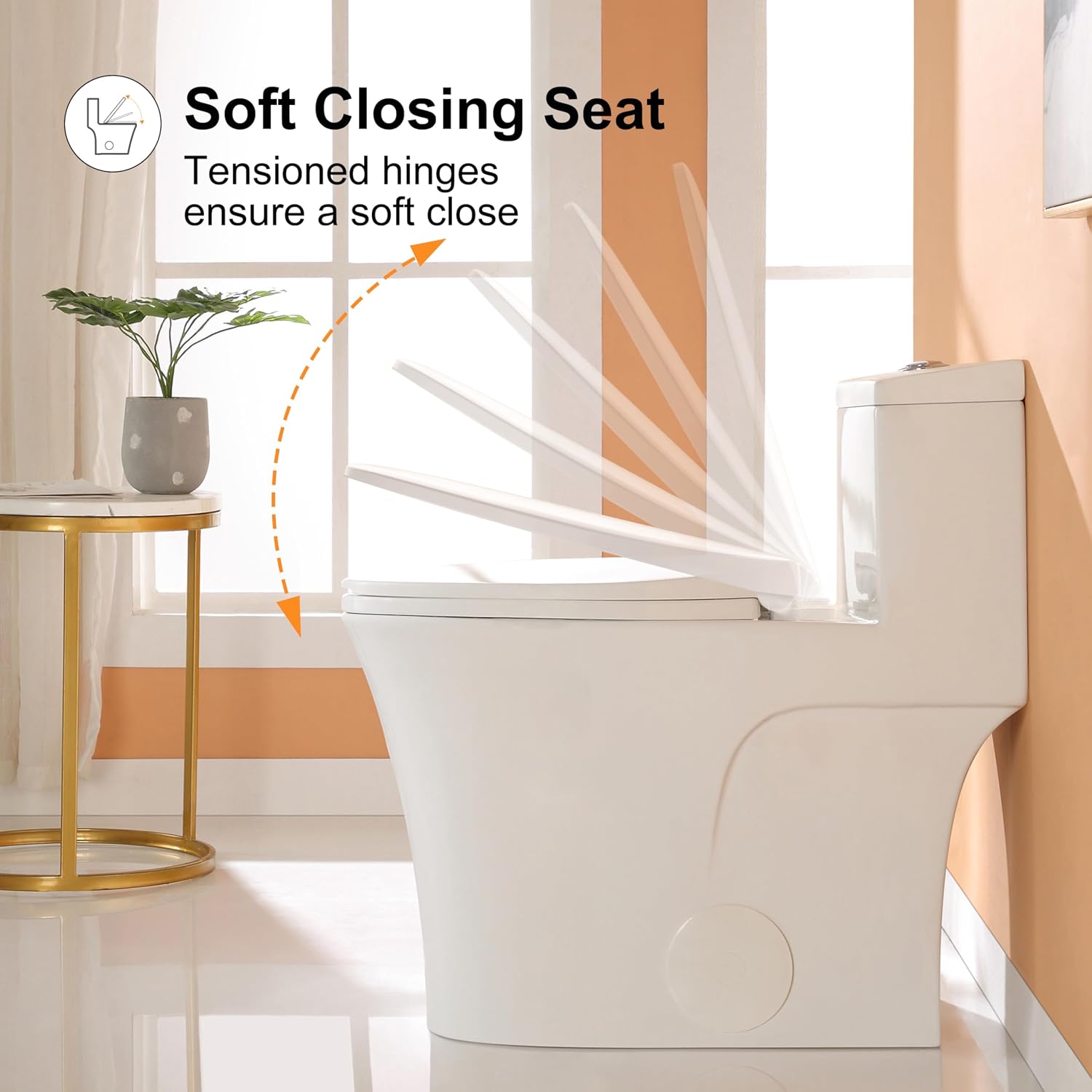HOROW T0338W Compact One Piece Toilet, ADA Chair Height 17.3', Elongated Bowl, Dual Flush 1.1/1.6 GPF, White, 12 Inch Rough-In