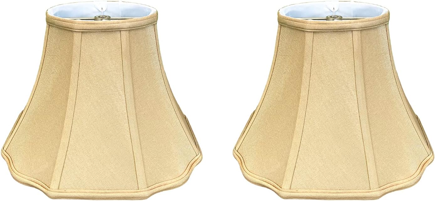 Royal Designs, Inc. Flare Bottom Outside Corner Scallop Lamp Shade, BS-701-14AGL-2, Antique Gold, 8 x 14 x 11, Set of 2