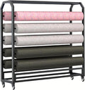 10 rods Commercial Fabric Roll Storage Rack, Large Textile Fabric Display Rack with Adjustable Hanging Rod, Movable Organizer Holder for Vinyl Roll/Leather Roll/Curtain Studio/Wallpaper (10 rods)