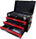 Four layer steel strip, 439 parts and 3 drawer toolboxes, upgraded metal lock safety, practical storage tray to meet the needs of mechanical processing and maintenance