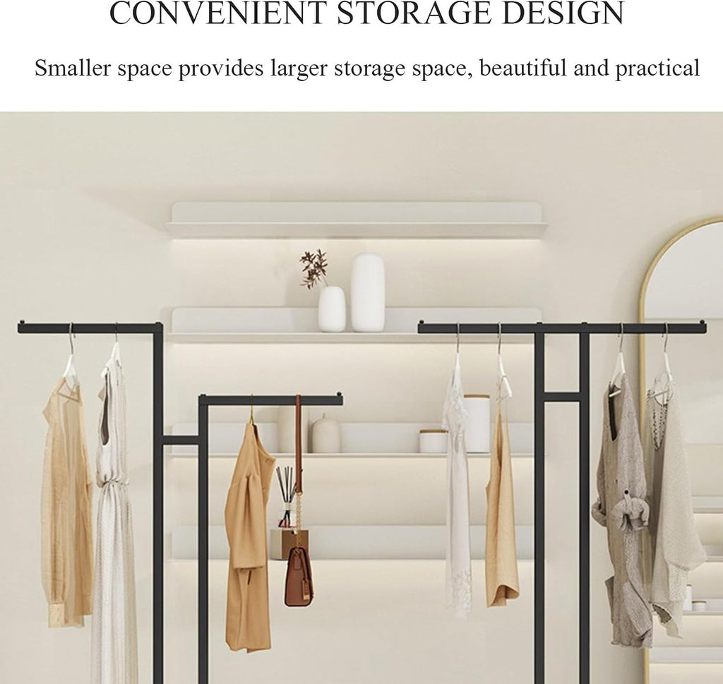2 Way Modern Heavy Duty Clothes Rack, Chrome & Black, 80cm W x 260cm H, 2 Shelves, Free Standing, Ideal for Clothes & Coats