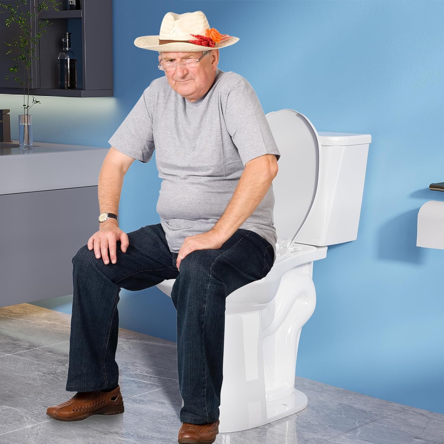 Simple Projet Tall Toilets for Seniors 21 inch Extra High Toilets, Comfort Bowl Heigh 21', Seat Height 22', Two-Piece Toilet 1.28GPF Powerful, 12 Inch Rough-in, White Color, for Bathroom