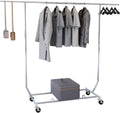 Clothes Rack With Wheels Garment Racks For Hanging Clothes Metal Portable Rack Heavy Duty One-Piece Bar Collapsible Rack For Bedroom Living Room Balcony